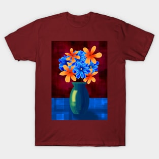 Vase of Blue and Orange Flowers T-Shirt